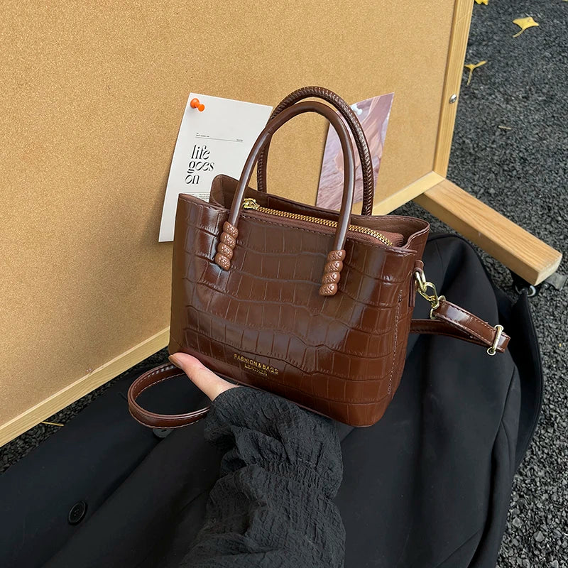 Classic Handbag Women's Bag Black Crocodile Pattern Crossbody Bag Female Pu Leather Commute Bag Top Brand Small Shoulder Bag