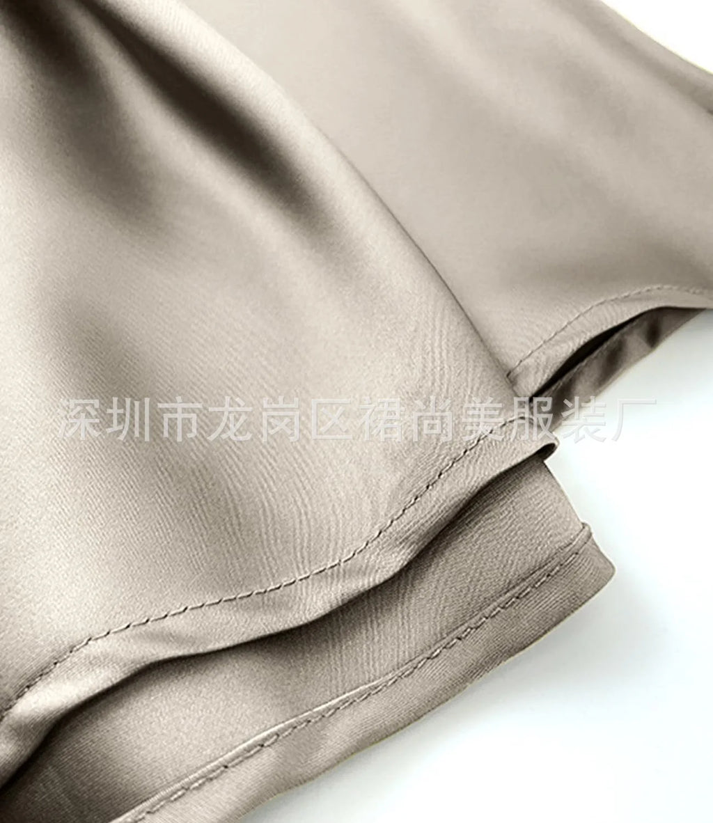 Elegant Faux Silk Satin Skirts for Women High Waist A-line Office Lady  Solid Color Glossy Finish Fishtail Skirt