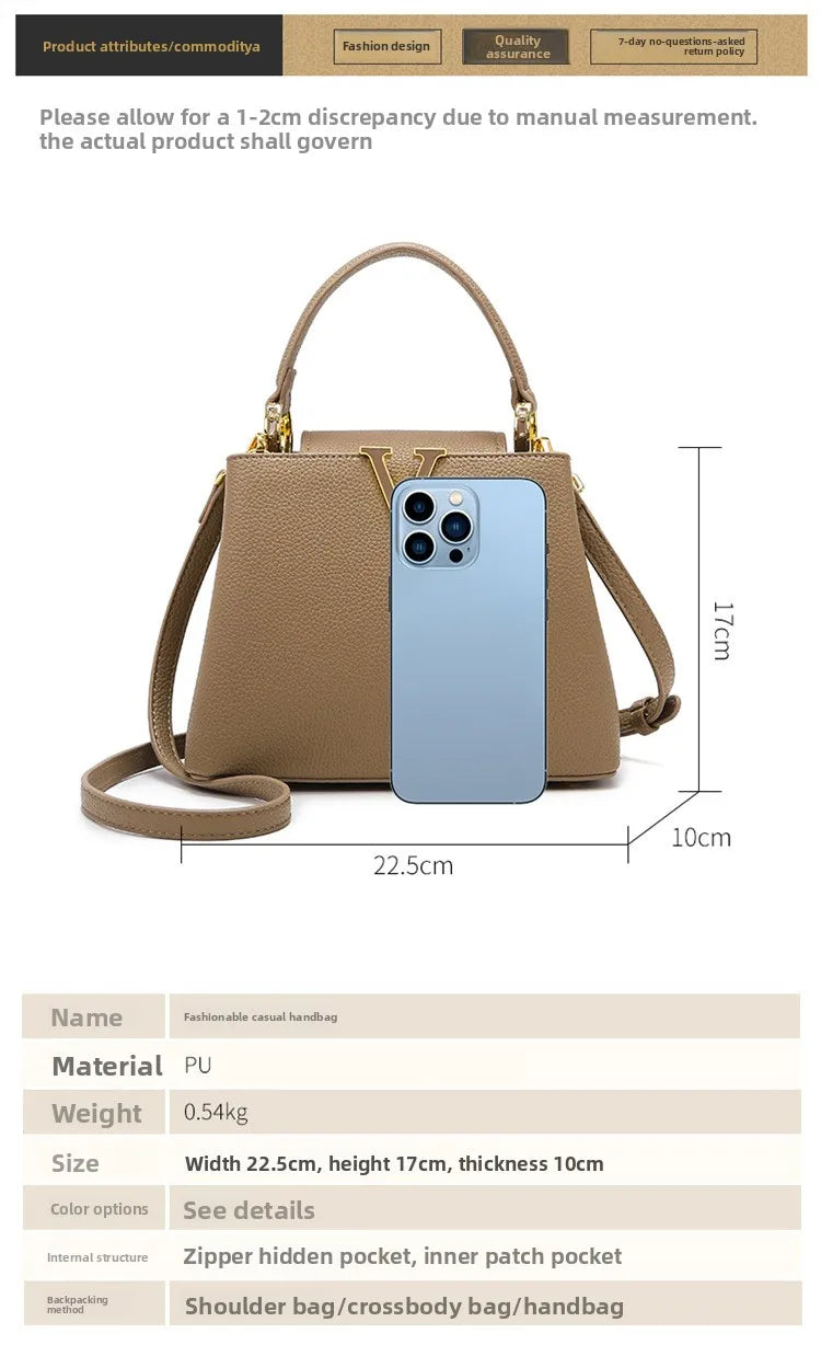 Women's handbag, new fashion versatile bucket bag, high-end bag, large-capacity commuter crossbody bag for women