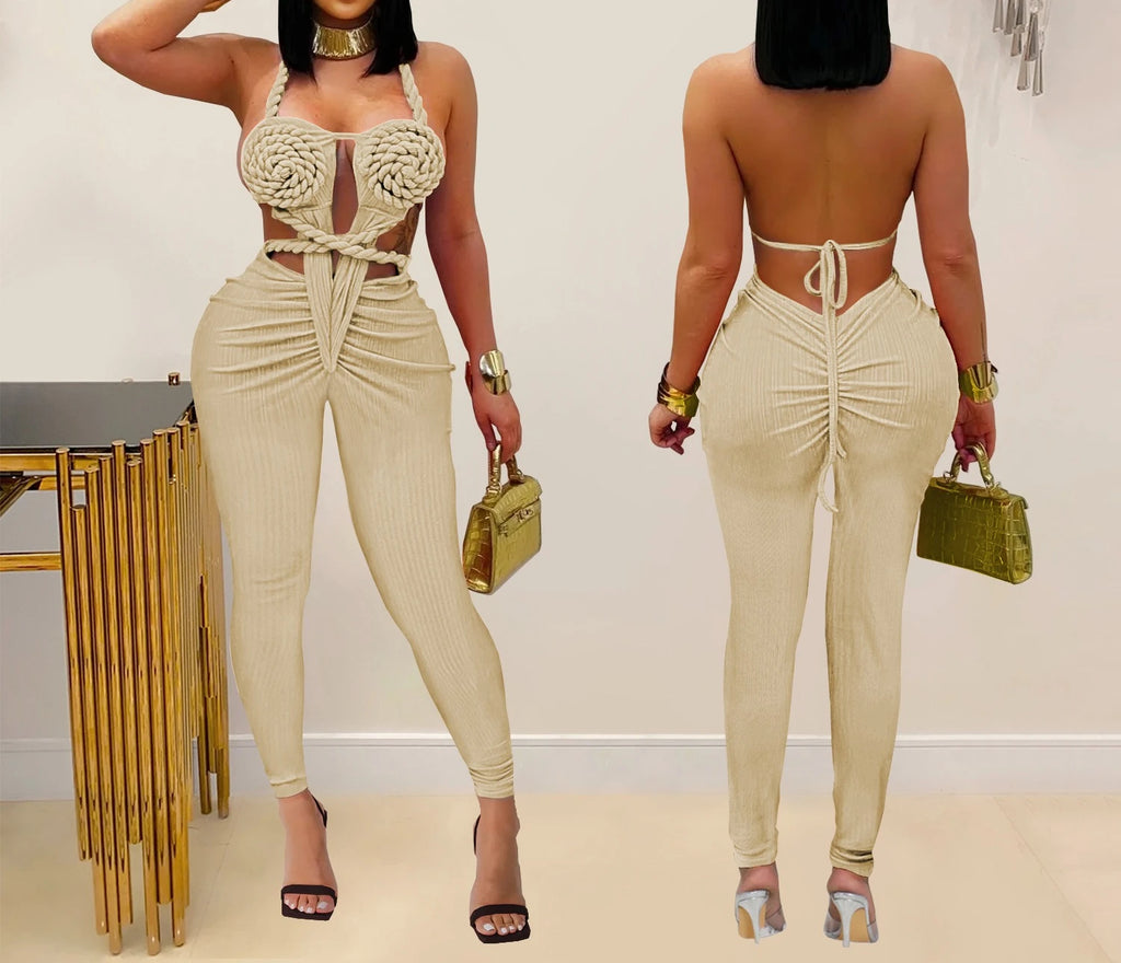 Sexy Bodysuit women's jumpsuits and rompers Rompers Woman Clothes1 Piece Set Playsuit Hang neck backless Female Clothing HXY309
