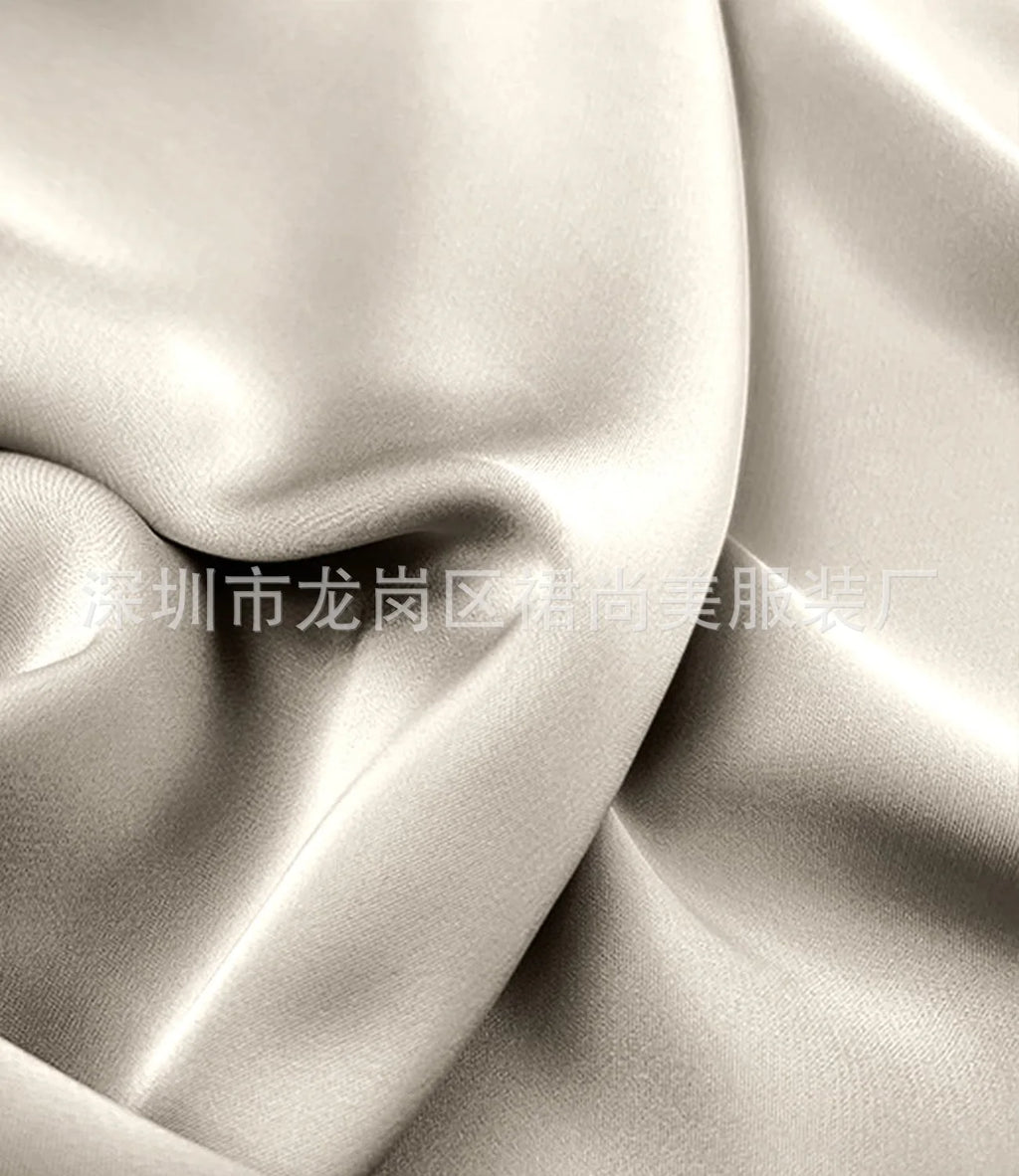 Elegant Faux Silk Satin Skirts for Women High Waist A-line Office Lady  Solid Color Glossy Finish Fishtail Skirt
