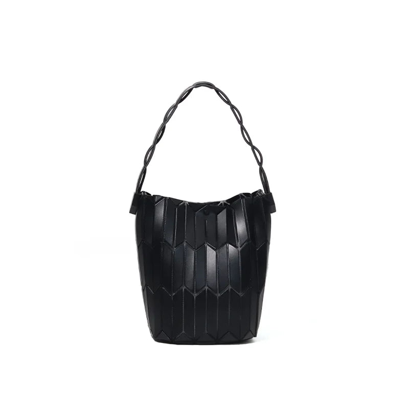 Large Capacity Geometric Diamond Work Bag Handheld Basket Bucket Bag Summer Handbag Women's Single Shoulder Underarm Bag