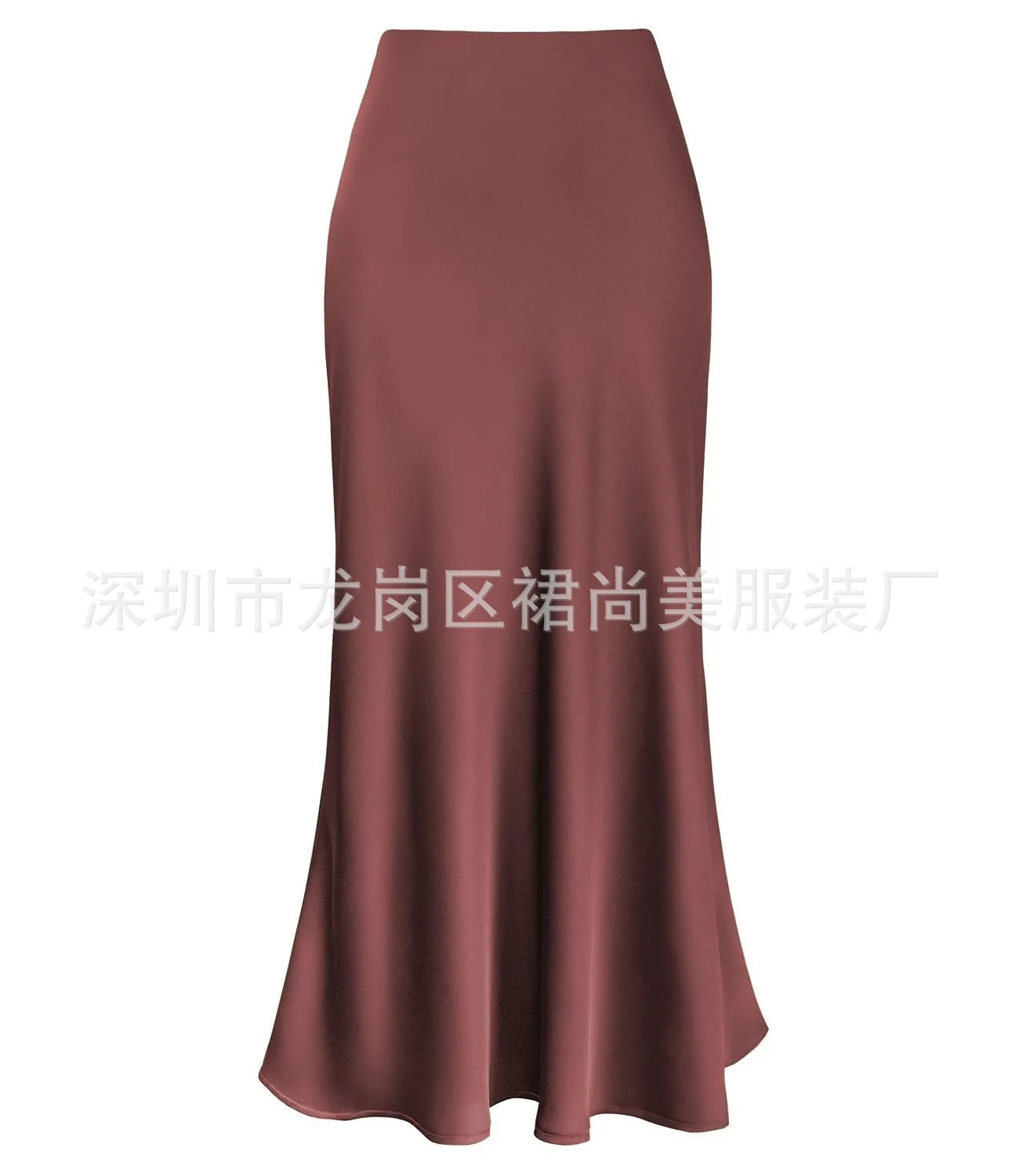 Elegant Faux Silk Satin Skirts for Women High Waist A-line Office Lady  Solid Color Glossy Finish Fishtail Skirt