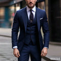 3 Pieces Wedding  Suits for Men Fashion Navy Blue Slim Fit Blazer Vest Pants Set Formal Business Tuxedos for Men Casual Clothing