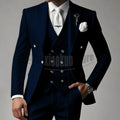 White Men Suits 3 Piece High-end Peak Lapel Solid Color Male Suit Slim Fashion Party Groom Wedding Tuxedos (Blazer+Vest+Pants)