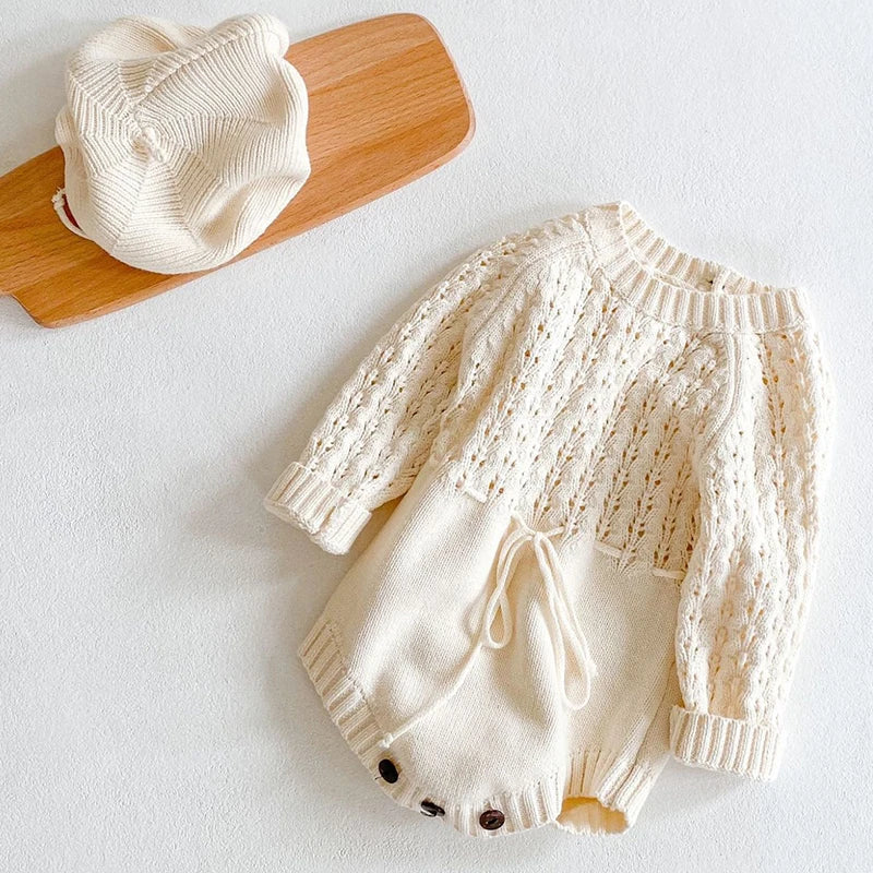 Spring Baby Clothes Girls Romper Autumn Long Sleeve Baby Girl Knit Hollow Out Rompers Baby Jumpsuit Baby Clothes