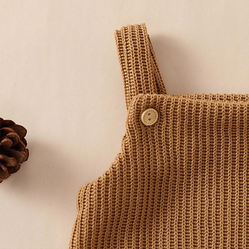 Baby Spring Autumn Clothes Set Knitted Romper Triangle Crotch Button One-Piece Jumpsuit SlingToddler Baby Boys Girls 0-3Y