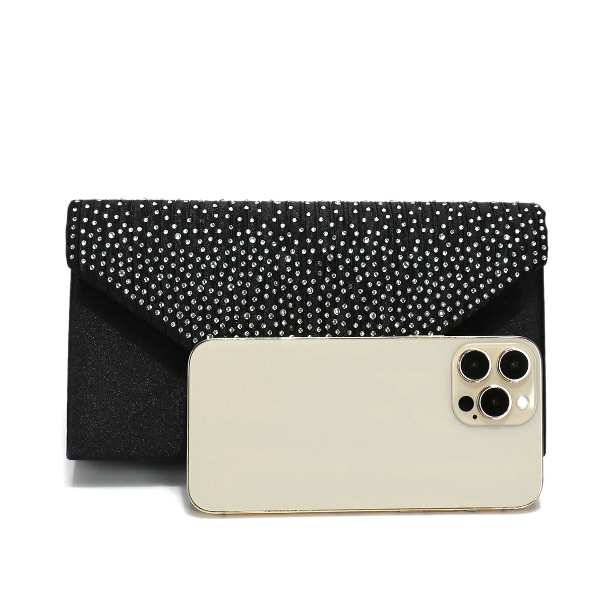 Rhinestones Women Evening Bags Small Envelope Design Handbags Satin Shoulder Chain Handbags Glitter Purple Color Cocktail Purse