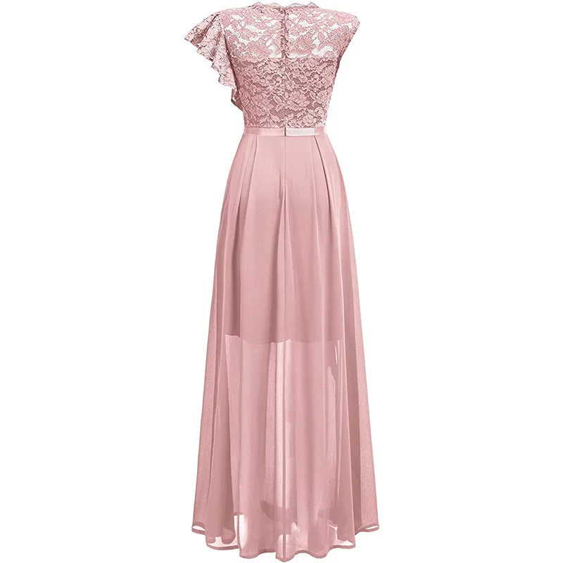 Women's Fashion bridesmaid dress Prom Dresses Handmade 3D Flower Sexy High Slit Evening Party Gowns Long Graduation Dress