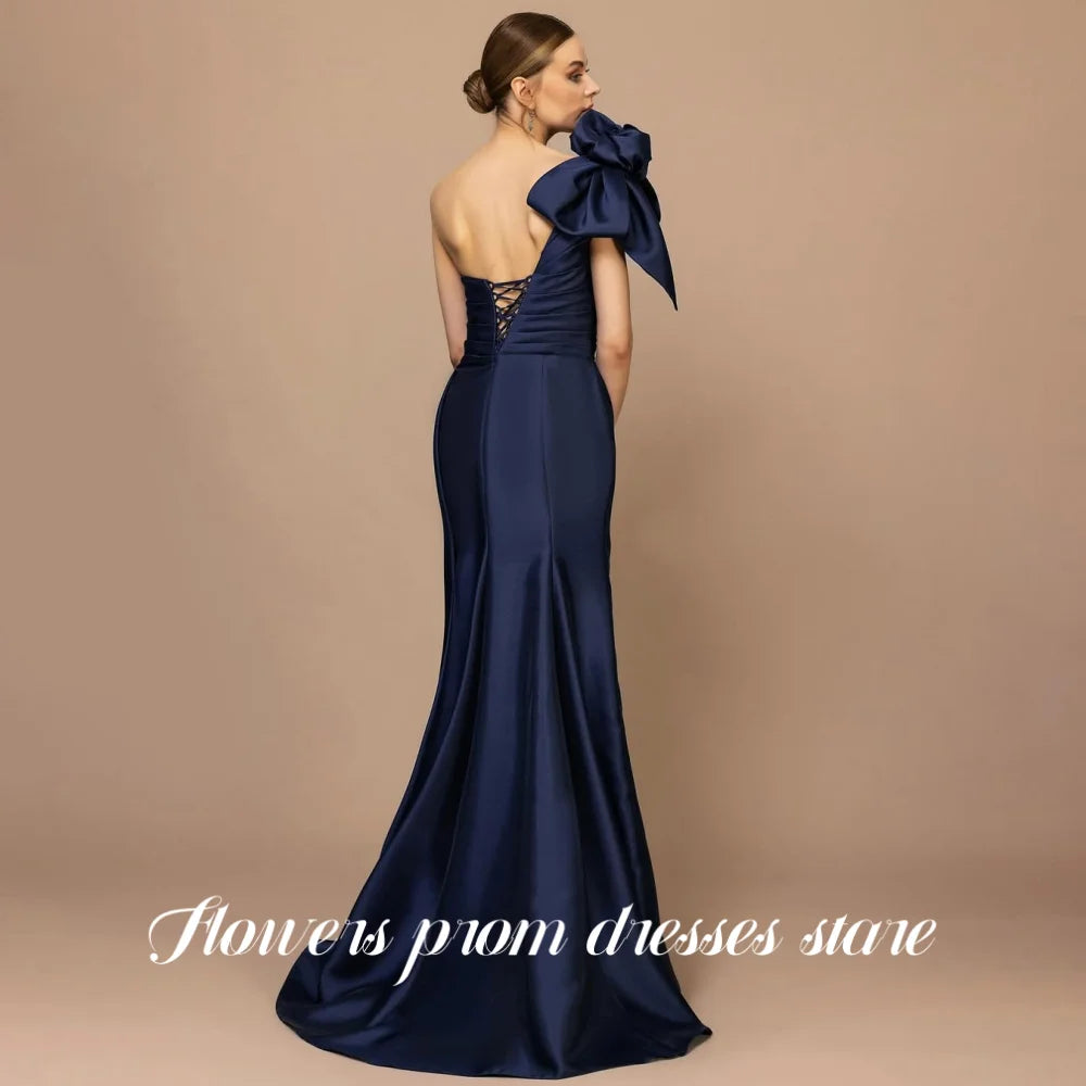 Flowers Red Prom Dresses Trumpet Party Dress Split Evening Dress One Shoulder with Pleats Formal vestido de fiesta Customized