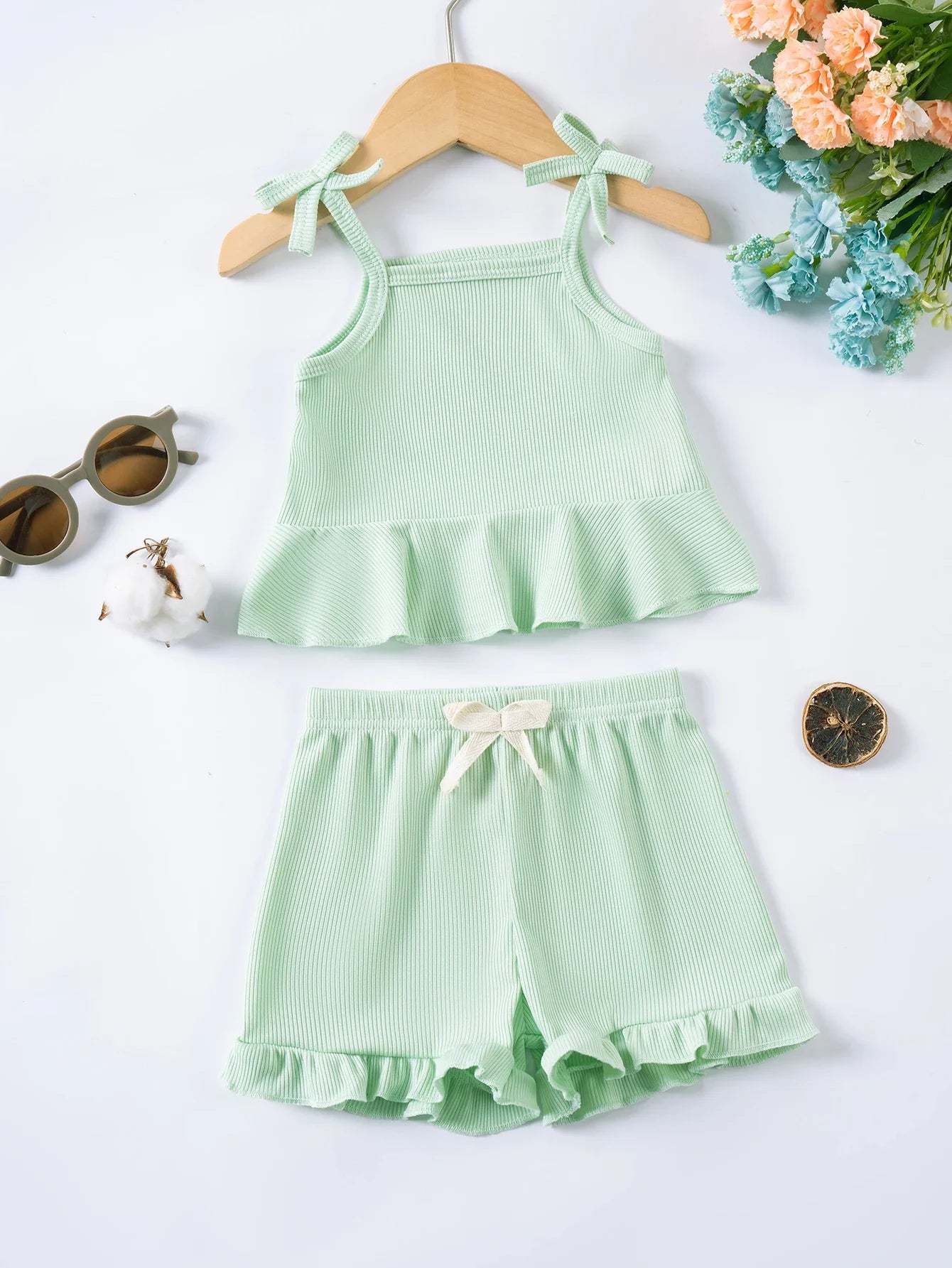 Baby Clothes Sets Toddler Girl Camisole Top + Lace Shorts 2PCS Summer Casual Children Clothes Suits Soft Comfort Clothing