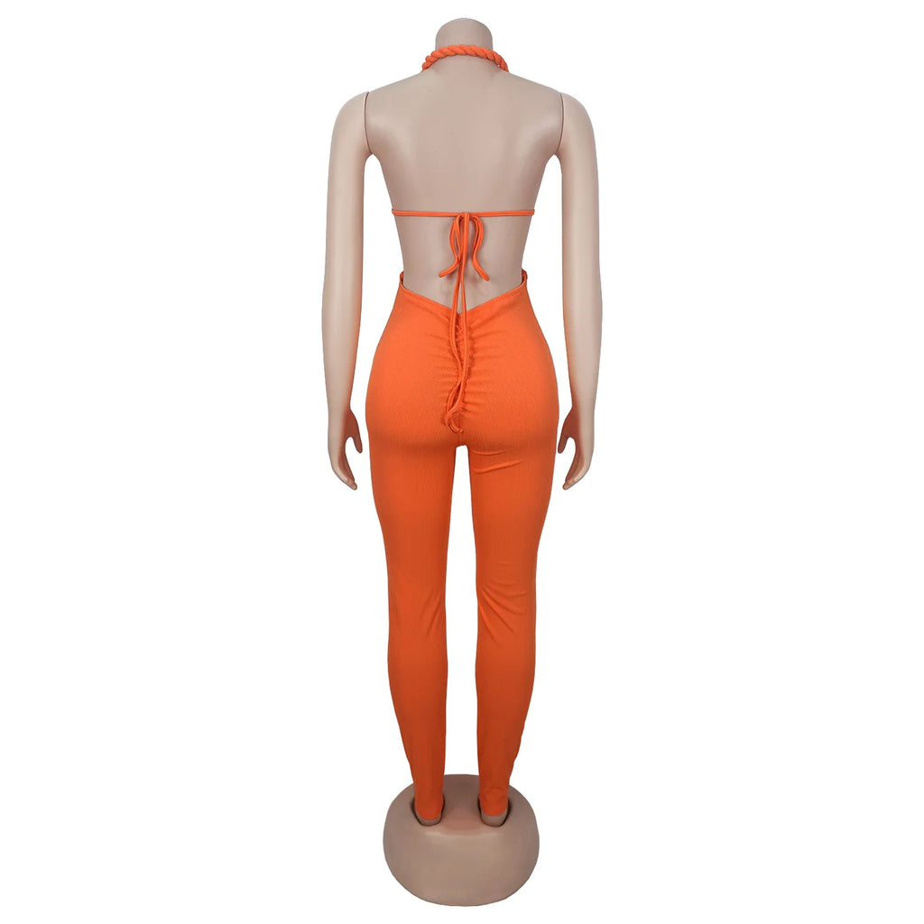 Sexy Bodysuit women's jumpsuits and rompers Rompers Woman Clothes1 Piece Set Playsuit Hang neck backless Female Clothing HXY309