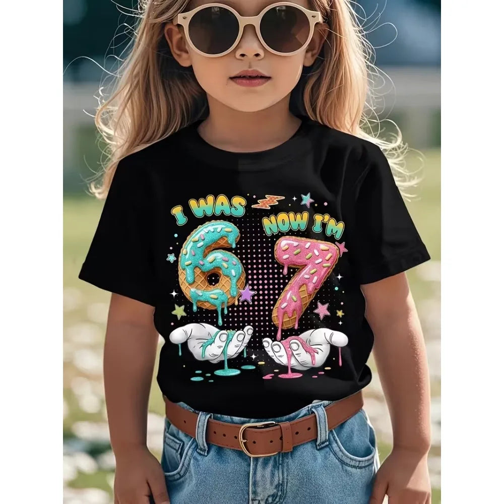Summer Children's T-shirt Cotton Casual Fashion Kids Clothing 67 Six Seven Cute Print Trendy Boys Girls Short Sleeve Tees Tops