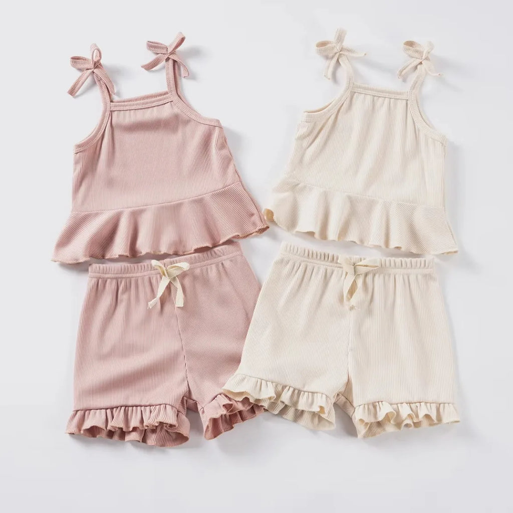 Baby Clothes Sets Toddler Girl Camisole Top + Lace Shorts 2PCS Summer Casual Children Clothes Suits Soft Comfort Clothing