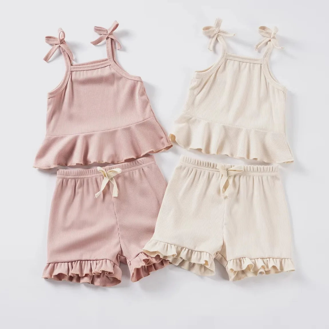 Baby Clothes Sets Toddler Girl Camisole Top + Lace Shorts 2PCS Summer Casual Children Clothes Suits Soft Comfort Clothing
