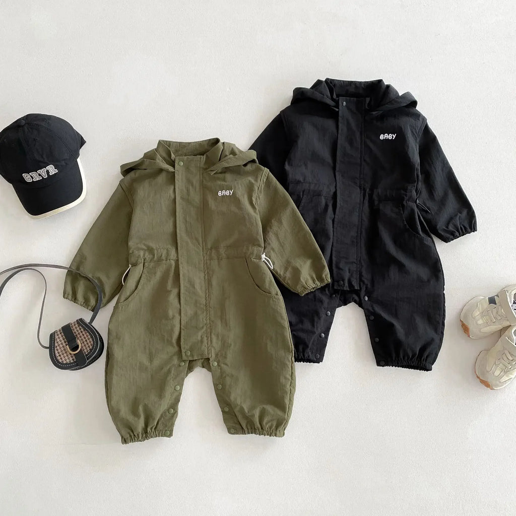 8990 Baby One-piece Clothes Spring New Baby Hooded Frock Boy's Clothes Casual 0-3Year Baby Climbing Clothes