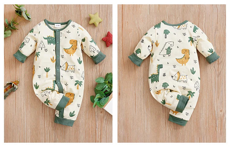 Newborn Baby Boys Infant Outfit Clothes Toddler Jumpsuit Costume Romper Onesie Long Sleeve Print Clothes Spring and Autumn Girls