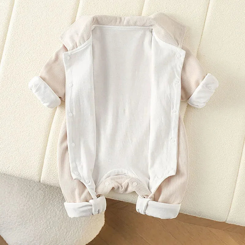 Baby Clothes Newborn Rompers  Autumn Infant Boys Casual Double Layer Jumpsuit Toddler Girls Cartoon Bear Corduroy Romper
