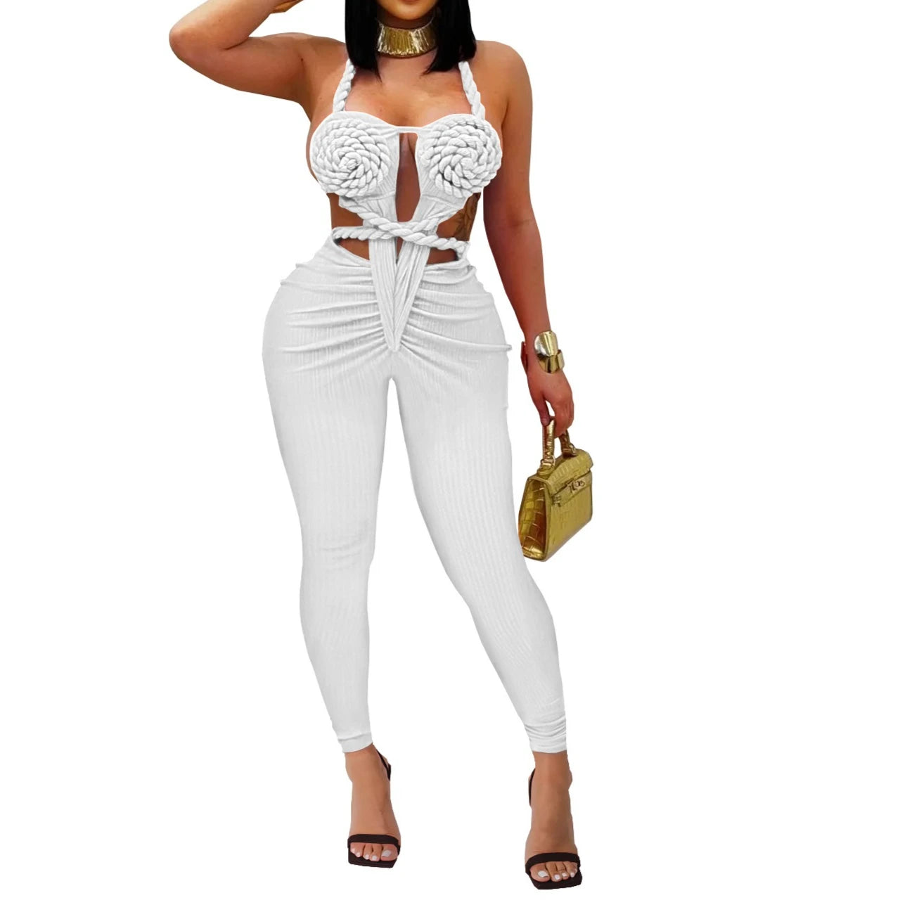 Sexy Bodysuit women's jumpsuits and rompers Rompers Woman Clothes1 Piece Set Playsuit Hang neck backless Female Clothing HXY309
