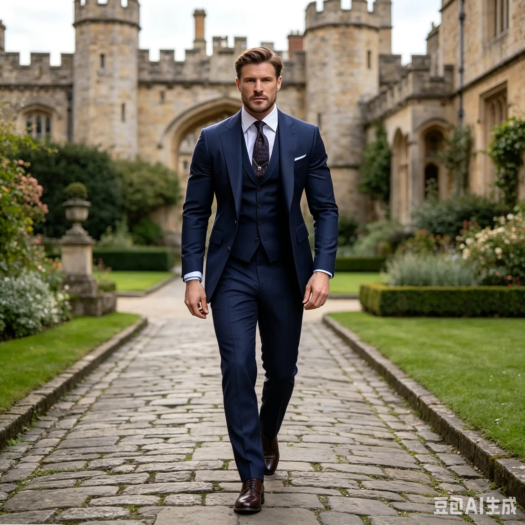 3 Pieces Wedding  Suits for Men Fashion Navy Blue Slim Fit Blazer Vest Pants Set Formal Business Tuxedos for Men Casual Clothing