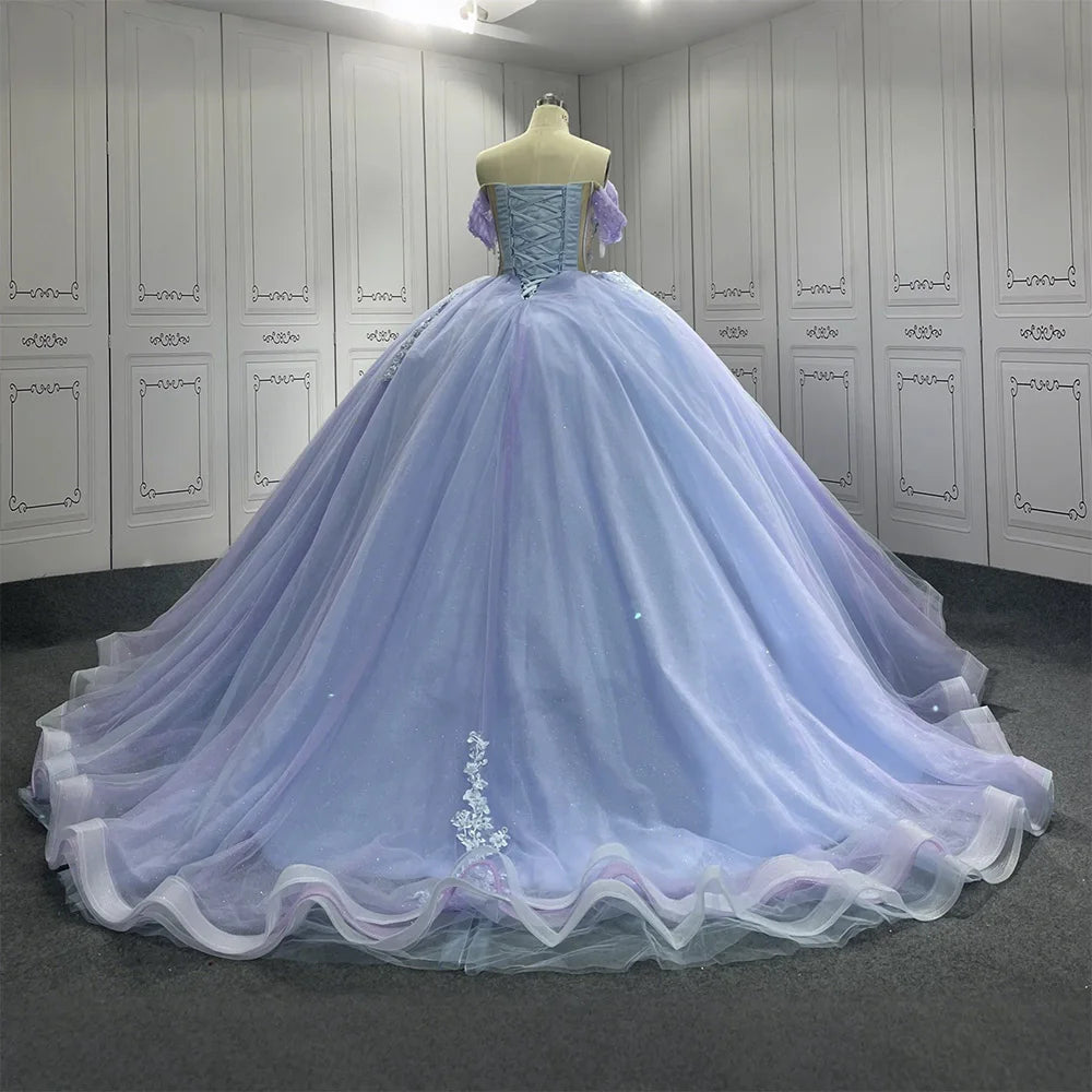 Classic Blue Long Dresses For Girls Fashion Prom Host Elegant Customized Formal Birthday Banquet Children High Quality Gowns