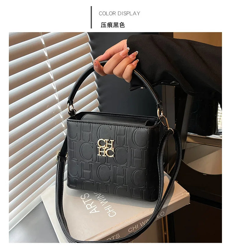 Handheld Bucket Bag For Women Shoulder Crossbody Bag Fashion Large Capacity Trendy Versatile Compartment Underarm Letter Bag