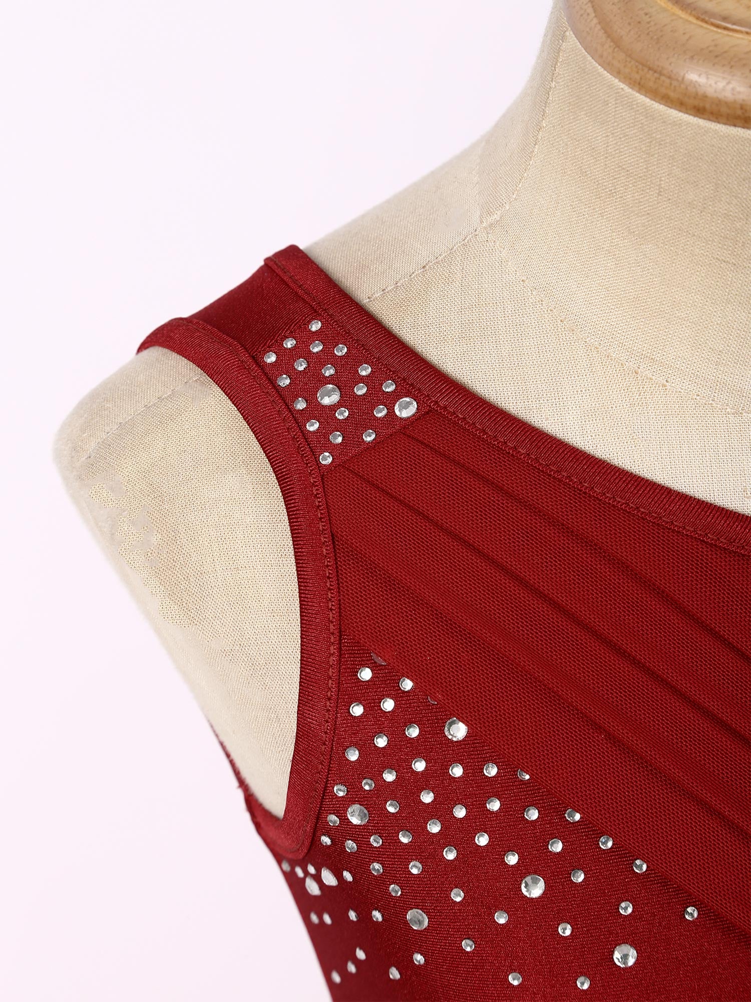Teen Girls Modern Lyrical Dance Performance Outfit One Shoulder Crop Top with Leotard Skirt for Jazz Skating Ballet Gymnastics
