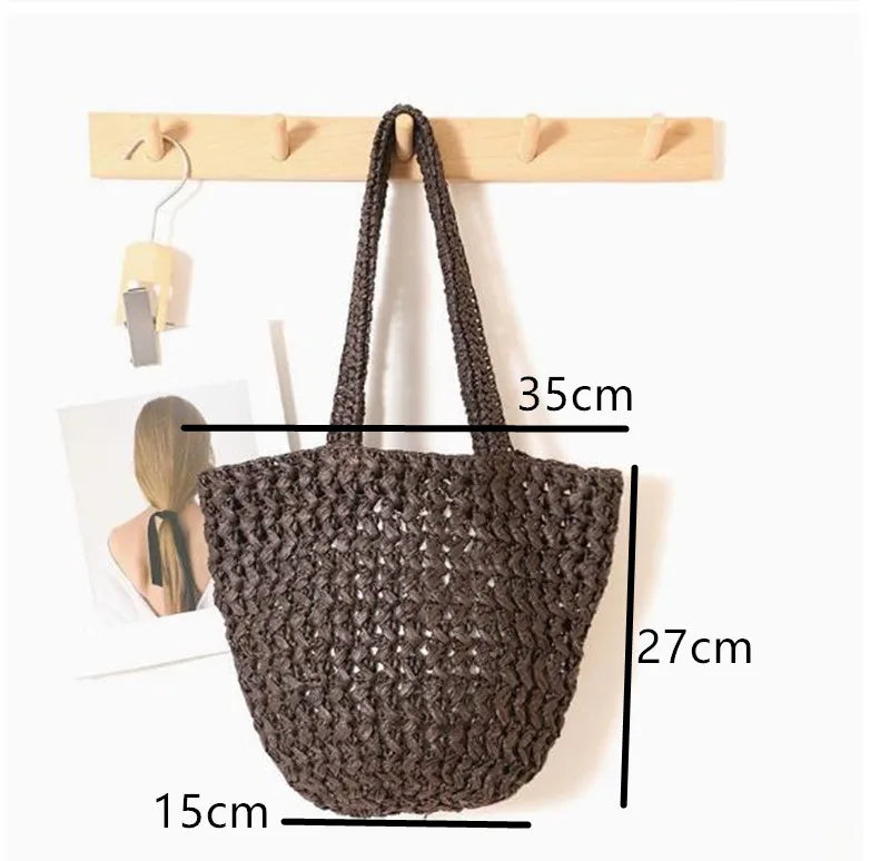 Women's Handbag 2026 New Handmade Weaving Travel Tote Buckets Bag Large Capacity Single Shoulder Underarm Bag