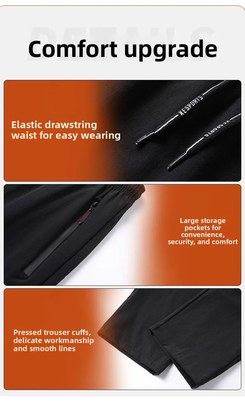 Men's Summer Trendy Casual Print Quick-Dry Long Pants Breathable Comfortable Lightweight Fashionable Men's Summer Trousers
