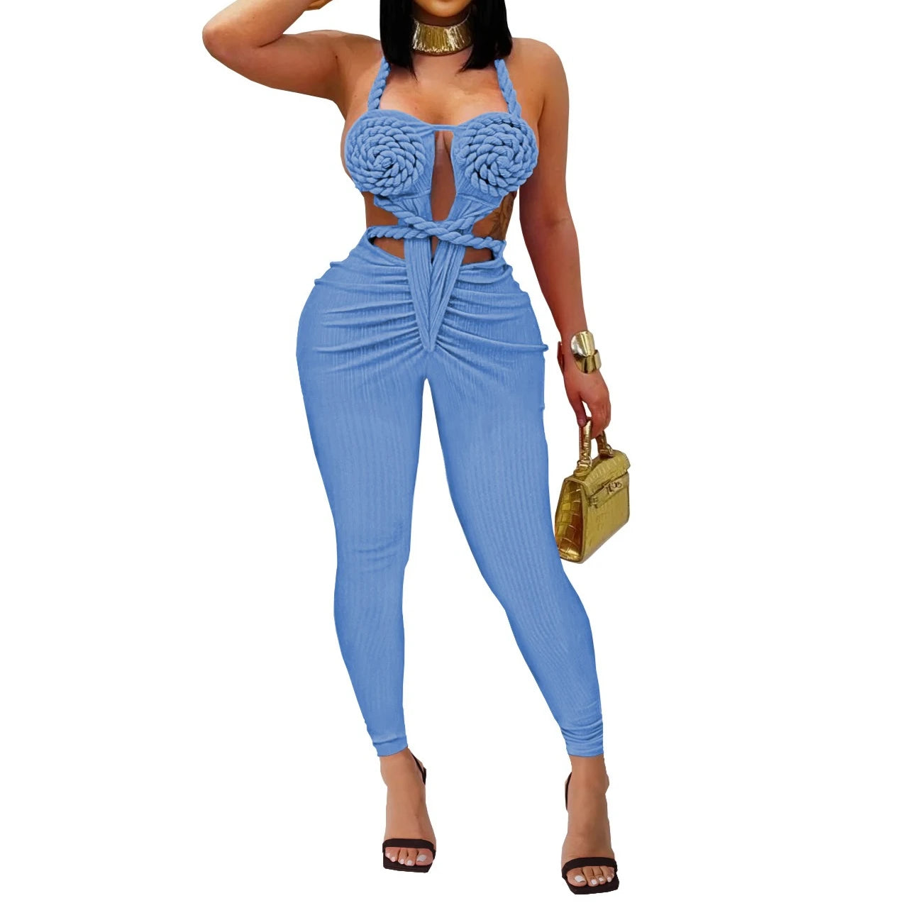 Sexy Bodysuit women's jumpsuits and rompers Rompers Woman Clothes1 Piece Set Playsuit Hang neck backless Female Clothing HXY309