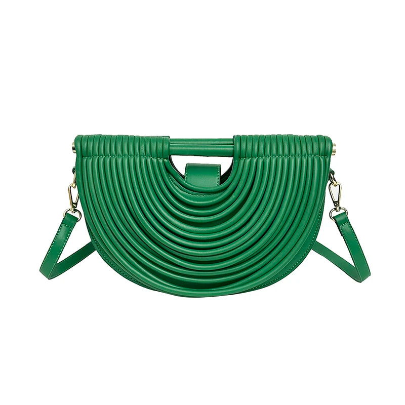 Handbags for Women. New Gold Luxury Designer Brand Handwoven Noodle Bags Rope Knotted Pulled Half Moon Silver Evening Clutch