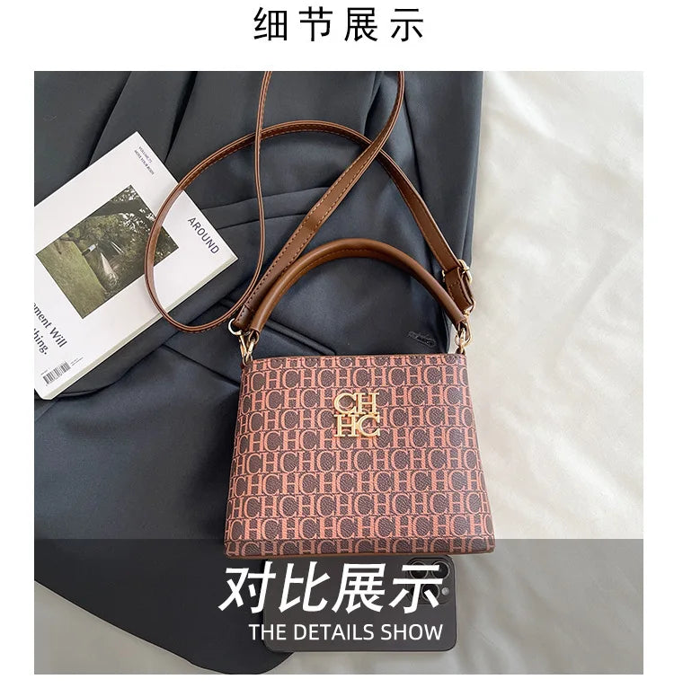 Handheld Bucket Bag For Women Shoulder Crossbody Bag Fashion Large Capacity Trendy Versatile Compartment Underarm Letter Bag