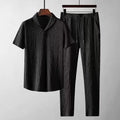 Summer Sets Men Fashion Thin Sports Suit for Men Solid Color T-Shirt and Full Length Pants Male Jogger Sets Casual Streetwear