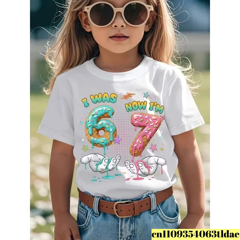 Summer Children's T-shirt Cotton Casual Fashion Kids Clothing 67 Six Seven Cute Print Trendy Boys Girls Short Sleeve Tees Tops