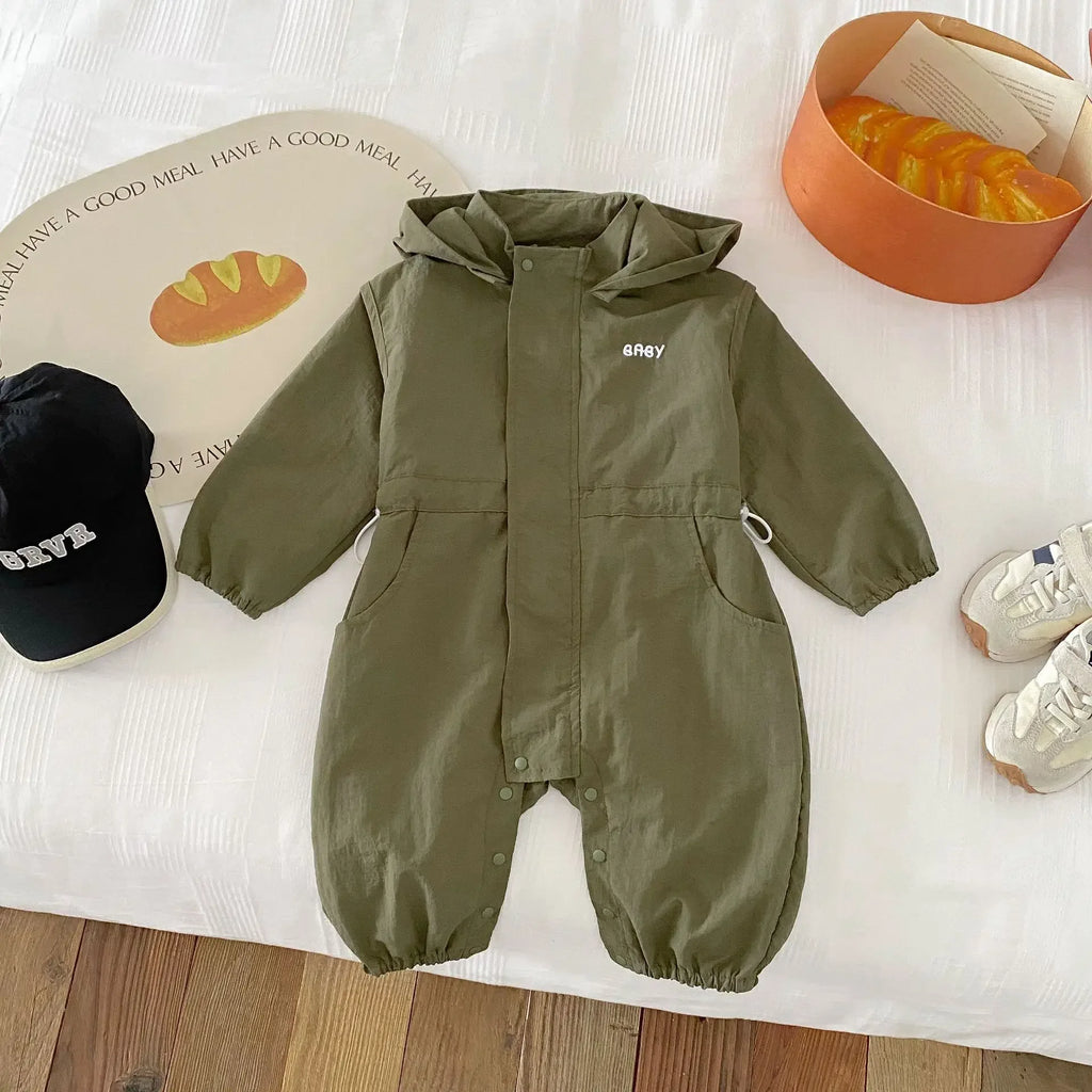 8990 Baby One-piece Clothes Spring New Baby Hooded Frock Boy's Clothes Casual 0-3Year Baby Climbing Clothes