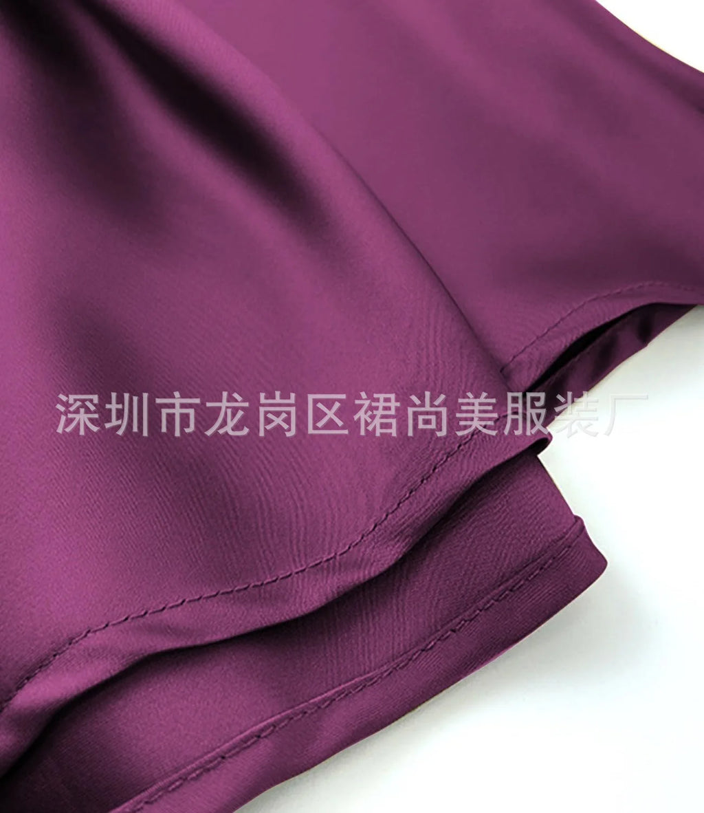 Elegant Faux Silk Satin Skirts for Women High Waist A-line Office Lady  Solid Color Glossy Finish Fishtail Skirt