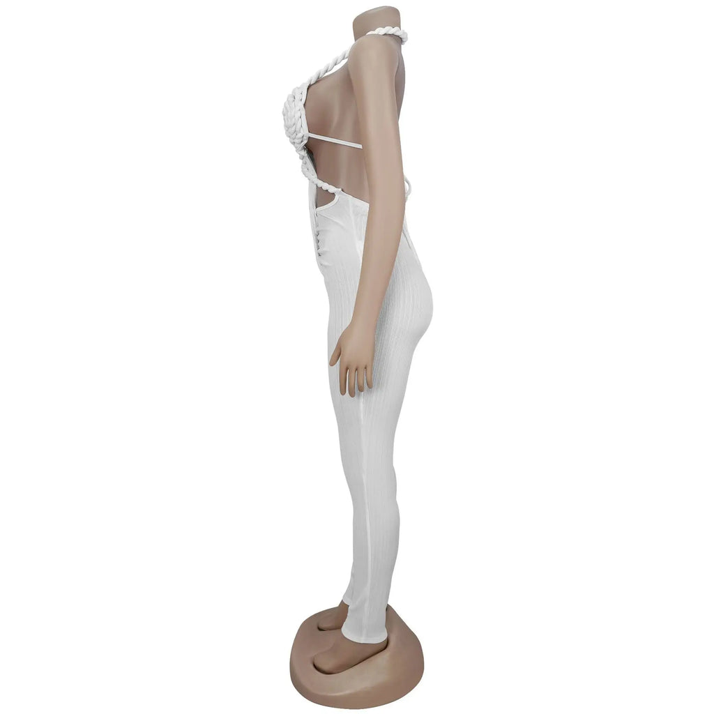 Sexy Bodysuit women's jumpsuits and rompers Rompers Woman Clothes1 Piece Set Playsuit Hang neck backless Female Clothing HXY309