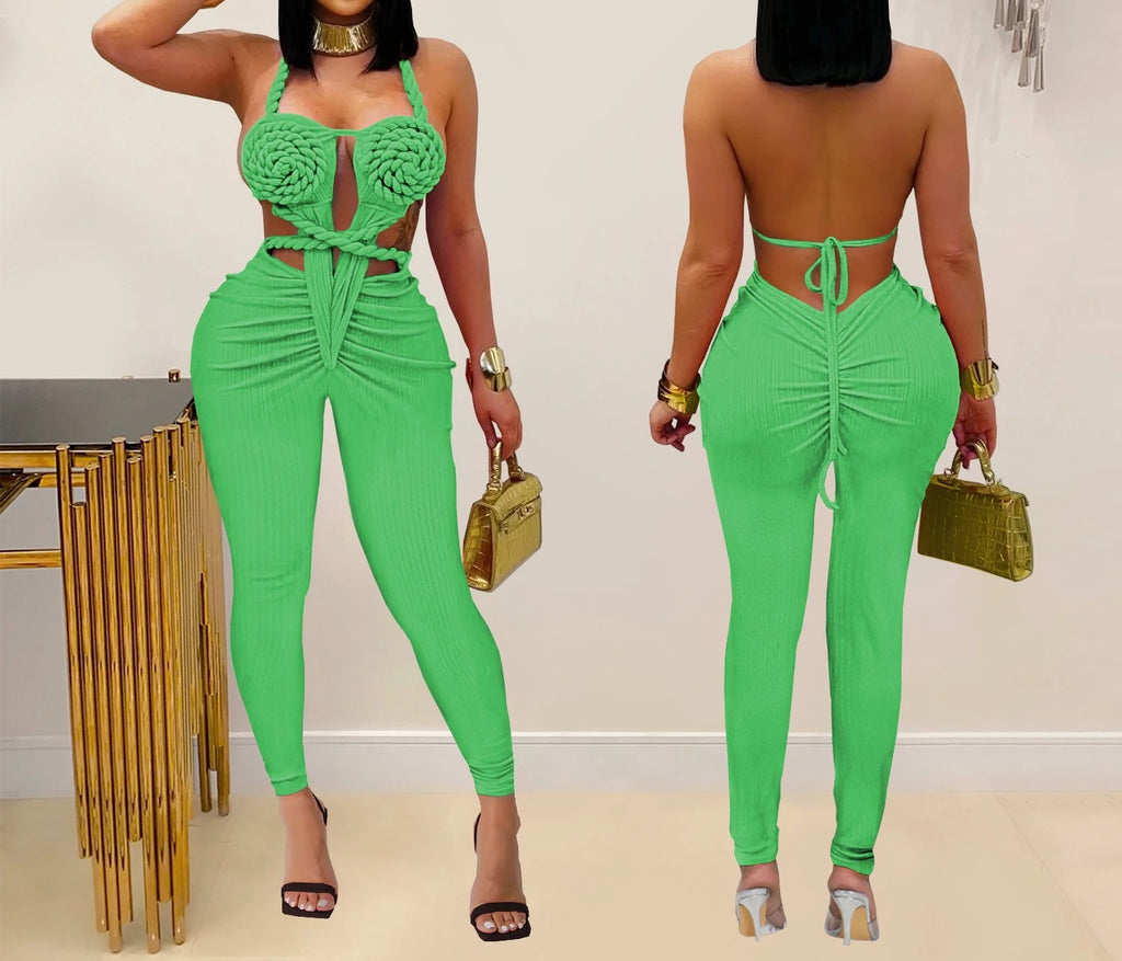 Sexy Bodysuit women's jumpsuits and rompers Rompers Woman Clothes1 Piece Set Playsuit Hang neck backless Female Clothing HXY309