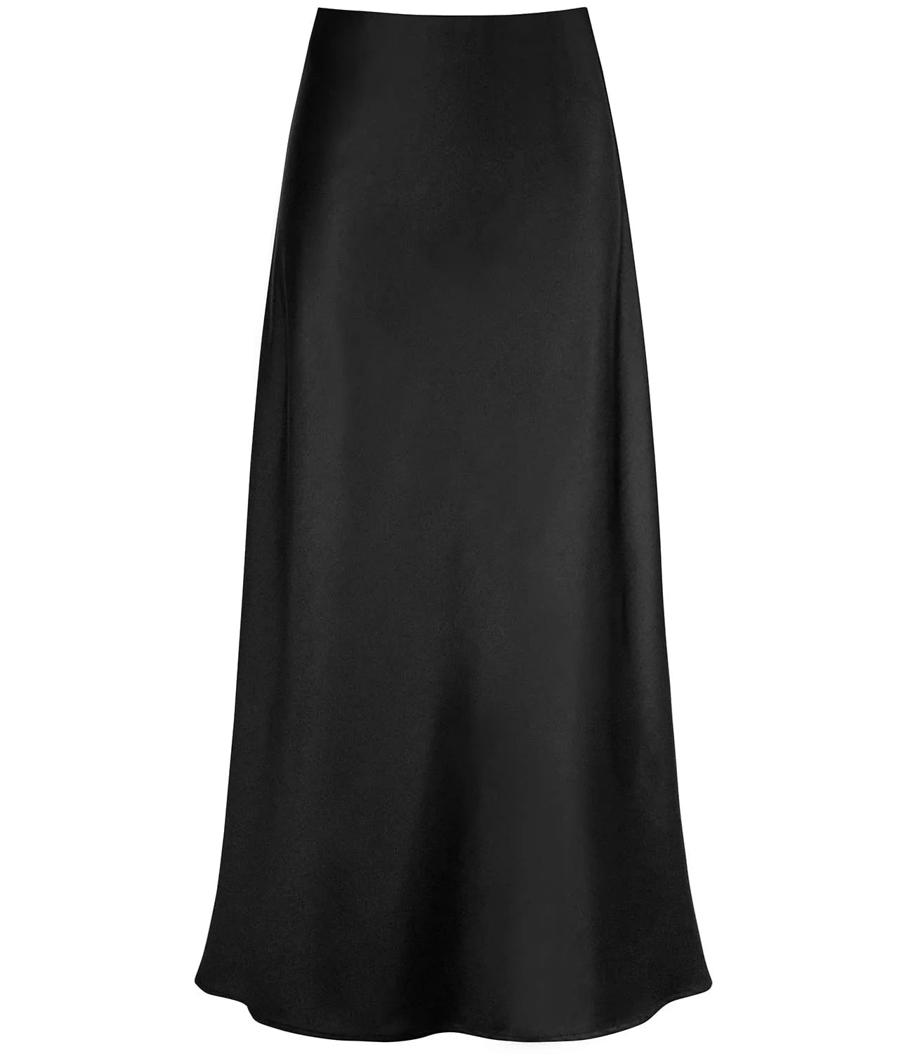 Elegant Faux Silk Satin Skirts for Women High Waist A-line Office Lady  Solid Color Glossy Finish Fishtail Skirt