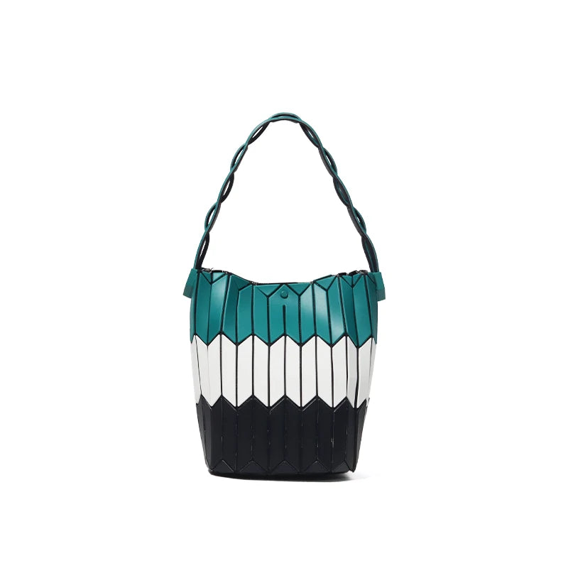 Large Capacity Geometric Diamond Work Bag Handheld Basket Bucket Bag Summer Handbag Women's Single Shoulder Underarm Bag