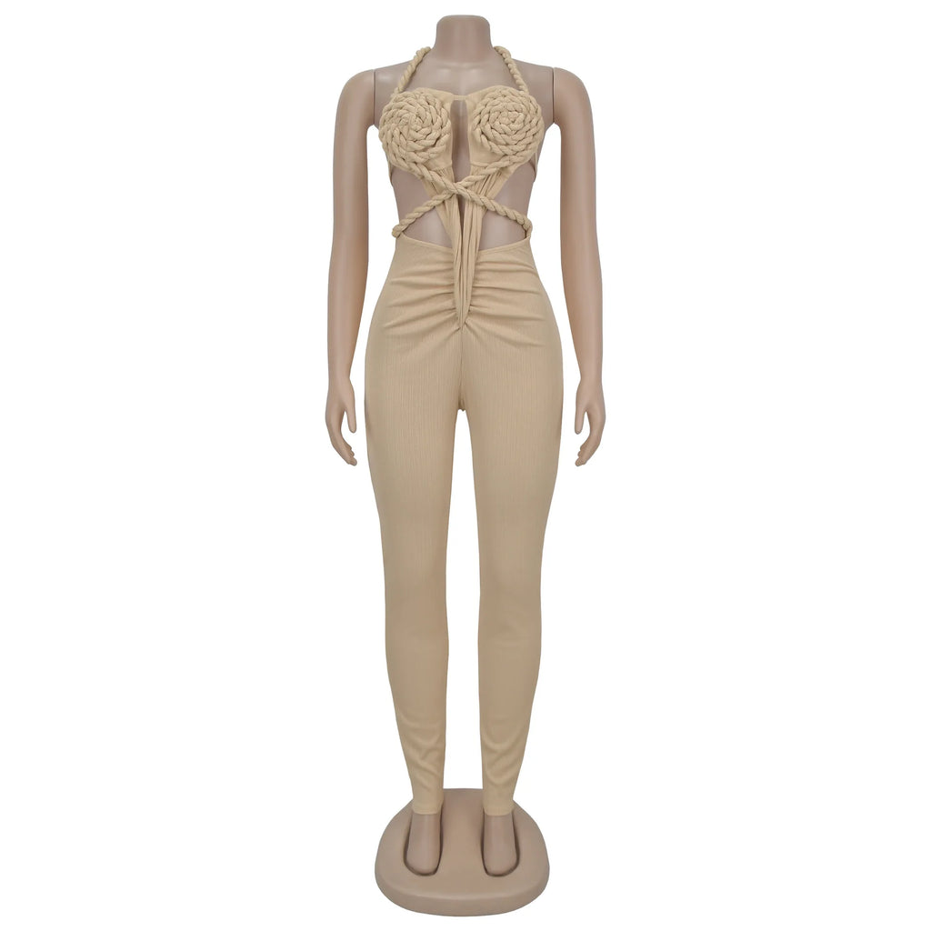 Sexy Bodysuit women's jumpsuits and rompers Rompers Woman Clothes1 Piece Set Playsuit Hang neck backless Female Clothing HXY309