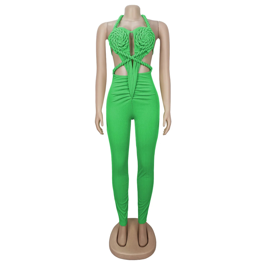 Sexy Bodysuit women's jumpsuits and rompers Rompers Woman Clothes1 Piece Set Playsuit Hang neck backless Female Clothing HXY309