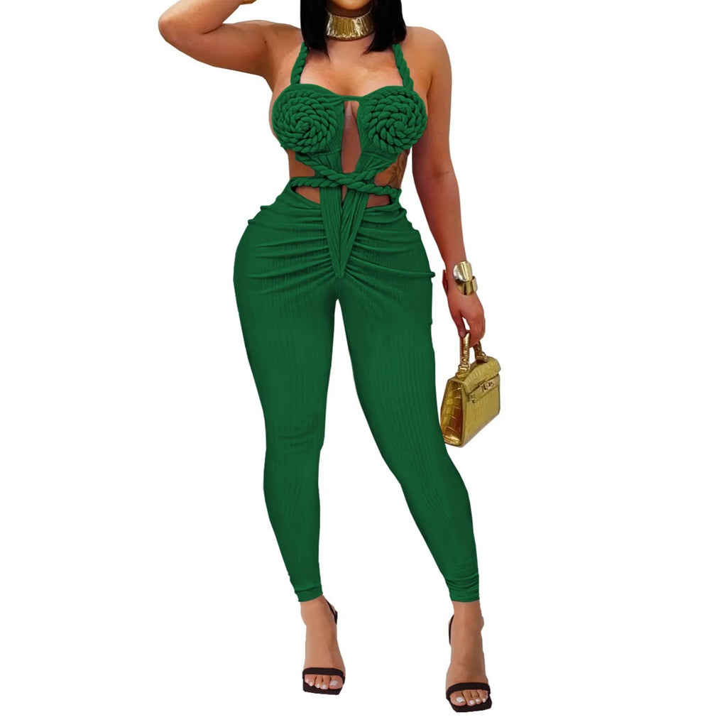 Sexy Bodysuit women's jumpsuits and rompers Rompers Woman Clothes1 Piece Set Playsuit Hang neck backless Female Clothing HXY309