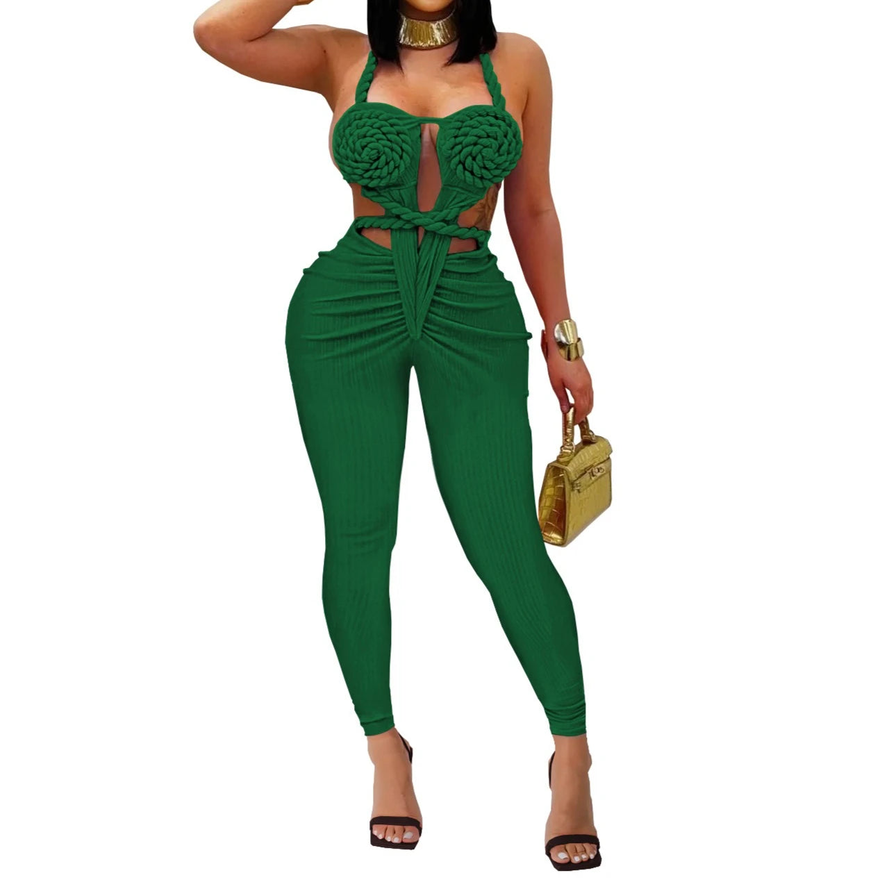 Sexy Bodysuit women's jumpsuits and rompers Rompers Woman Clothes1 Piece Set Playsuit Hang neck backless Female Clothing HXY309