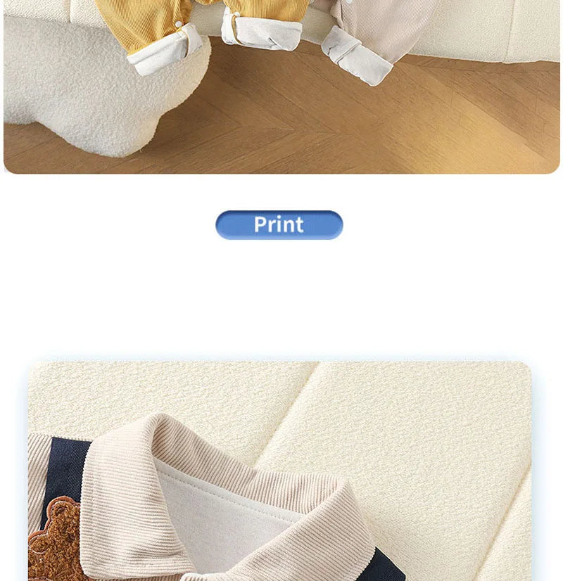 Baby Clothes Newborn Rompers  Autumn Infant Boys Casual Double Layer Jumpsuit Toddler Girls Cartoon Bear Corduroy Romper