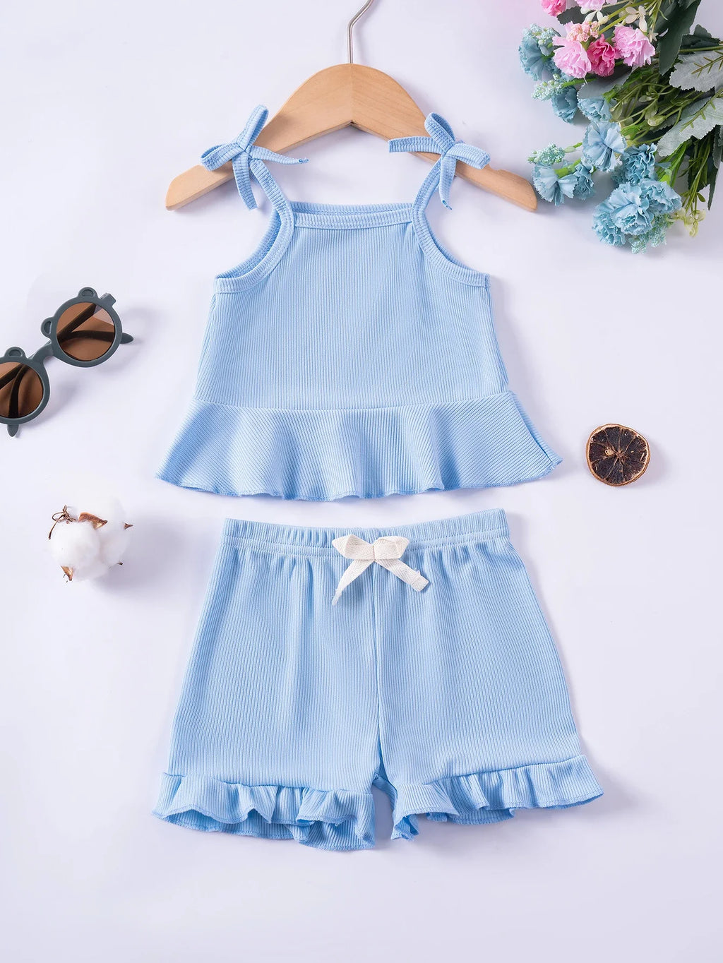 Baby Clothes Sets Toddler Girl Camisole Top + Lace Shorts 2PCS Summer Casual Children Clothes Suits Soft Comfort Clothing