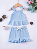 Baby Clothes Sets Toddler Girl Camisole Top + Lace Shorts 2PCS Summer Casual Children Clothes Suits Soft Comfort Clothing