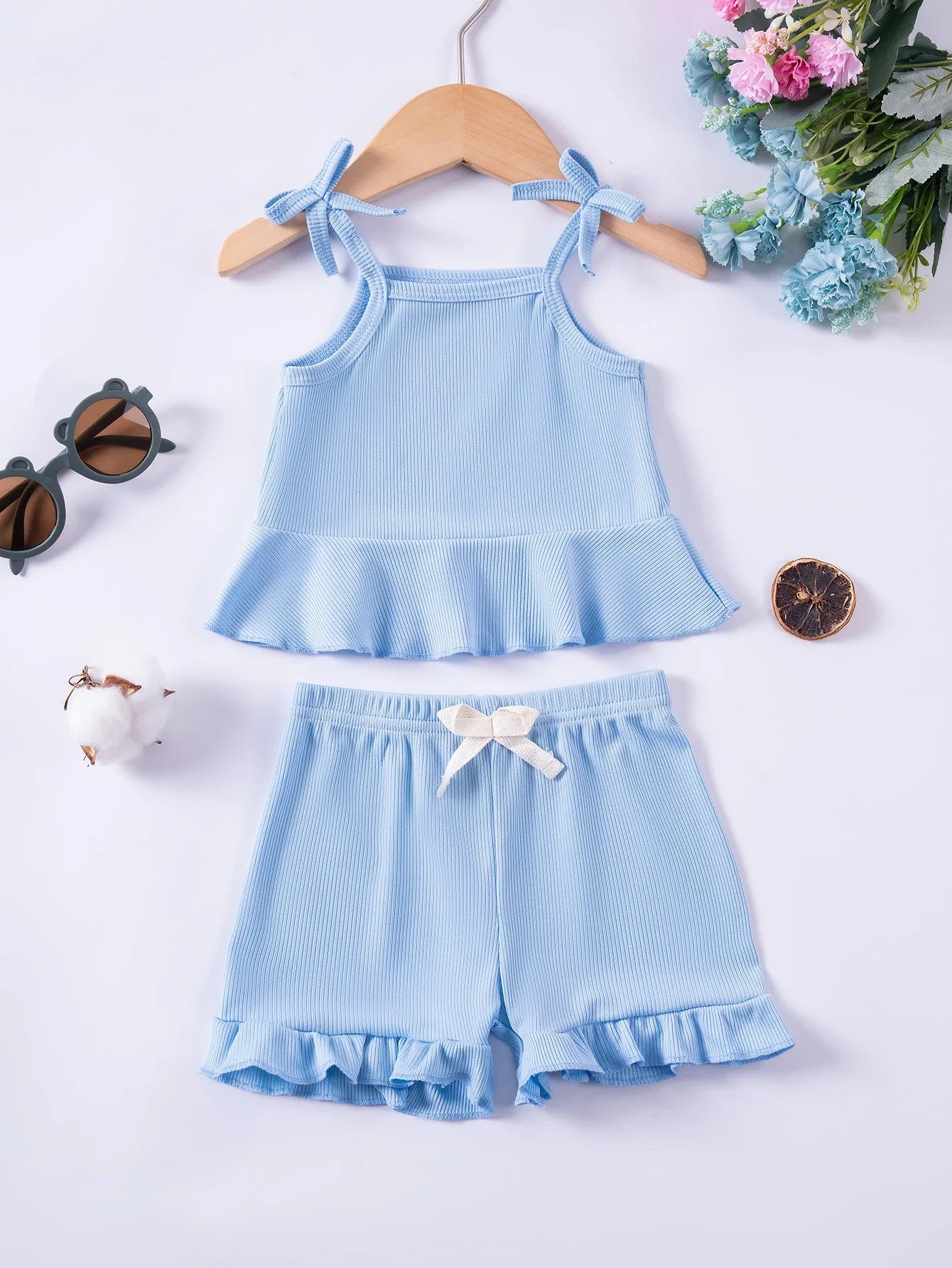 Baby Clothes Sets Toddler Girl Camisole Top + Lace Shorts 2PCS Summer Casual Children Clothes Suits Soft Comfort Clothing