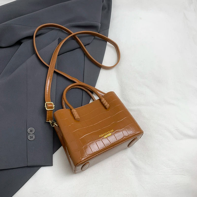 Classic Handbag Women's Bag Black Crocodile Pattern Crossbody Bag Female Pu Leather Commute Bag Top Brand Small Shoulder Bag