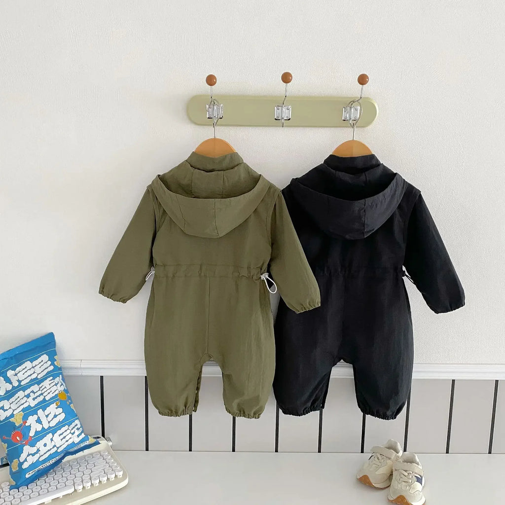 8990 Baby One-piece Clothes Spring New Baby Hooded Frock Boy's Clothes Casual 0-3Year Baby Climbing Clothes
